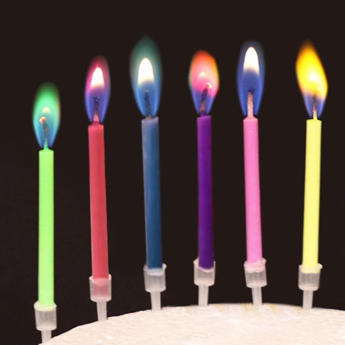 Multicolor Birthday Cake Candles with Holders - Unscented (12 Pack) for Celebrations