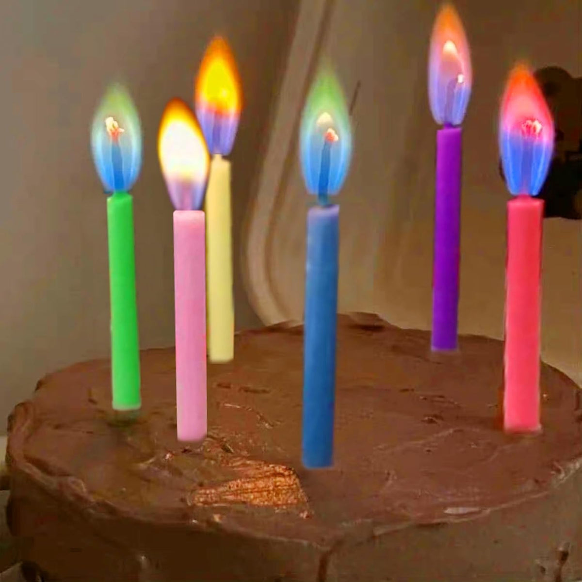 Multicolor Birthday Cake Candles with Holders - Unscented (12 Pack) for Celebrations