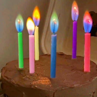 Multicolor Birthday Cake Candles with Holders - Unscented (12 Pack) for Celebrations