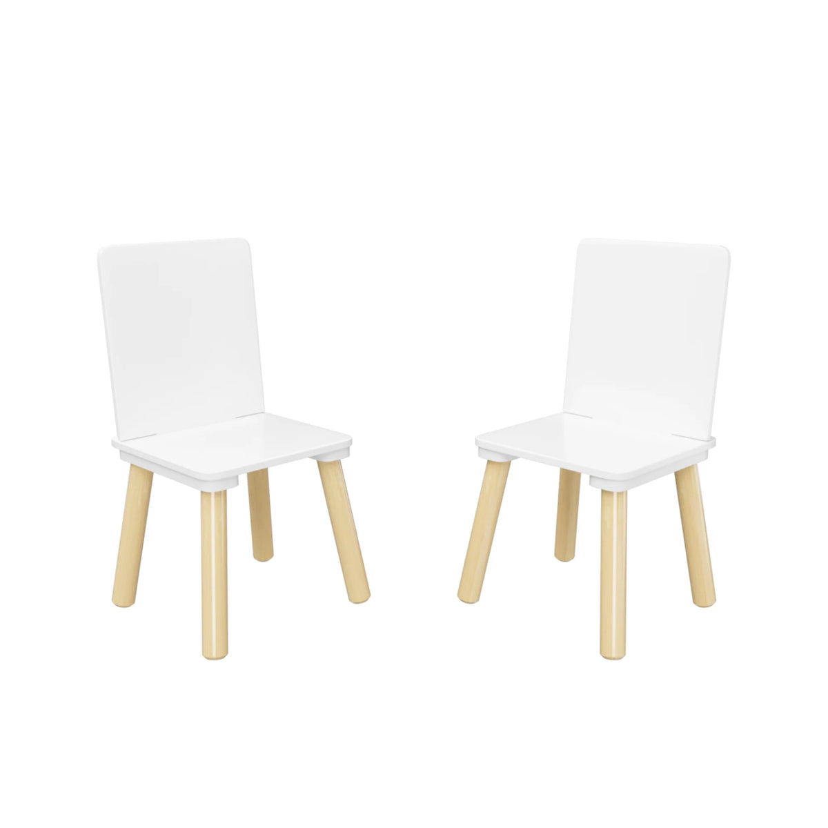 White Wooden 3-Piece Toddler Activity Table and Chair Set, Durable Solid Wood and MDF Construction, Compact Design for Indoor Use