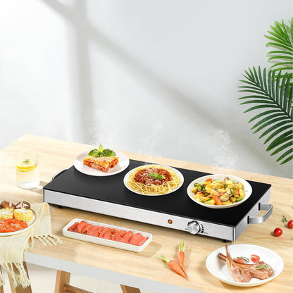 Electric Food Warmer Set - 2 Pack, 22'' x 15'' Adjustable Temperature Control, Tempered Glass Surface, Ideal for Buffets, Restaurants, and Events