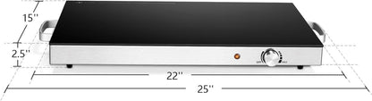Electric Food Warmer Set - 2 Pack, 22'' x 15'' Adjustable Temperature Control, Tempered Glass Surface, Ideal for Buffets, Restaurants, and Events