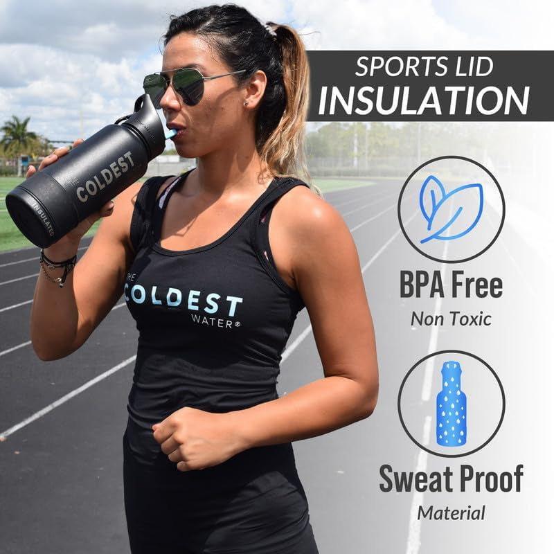 Coldest Stainless Steel Insulated Water Bottle with Straw Lid - 32 Oz Oceanic Green for Men and Women