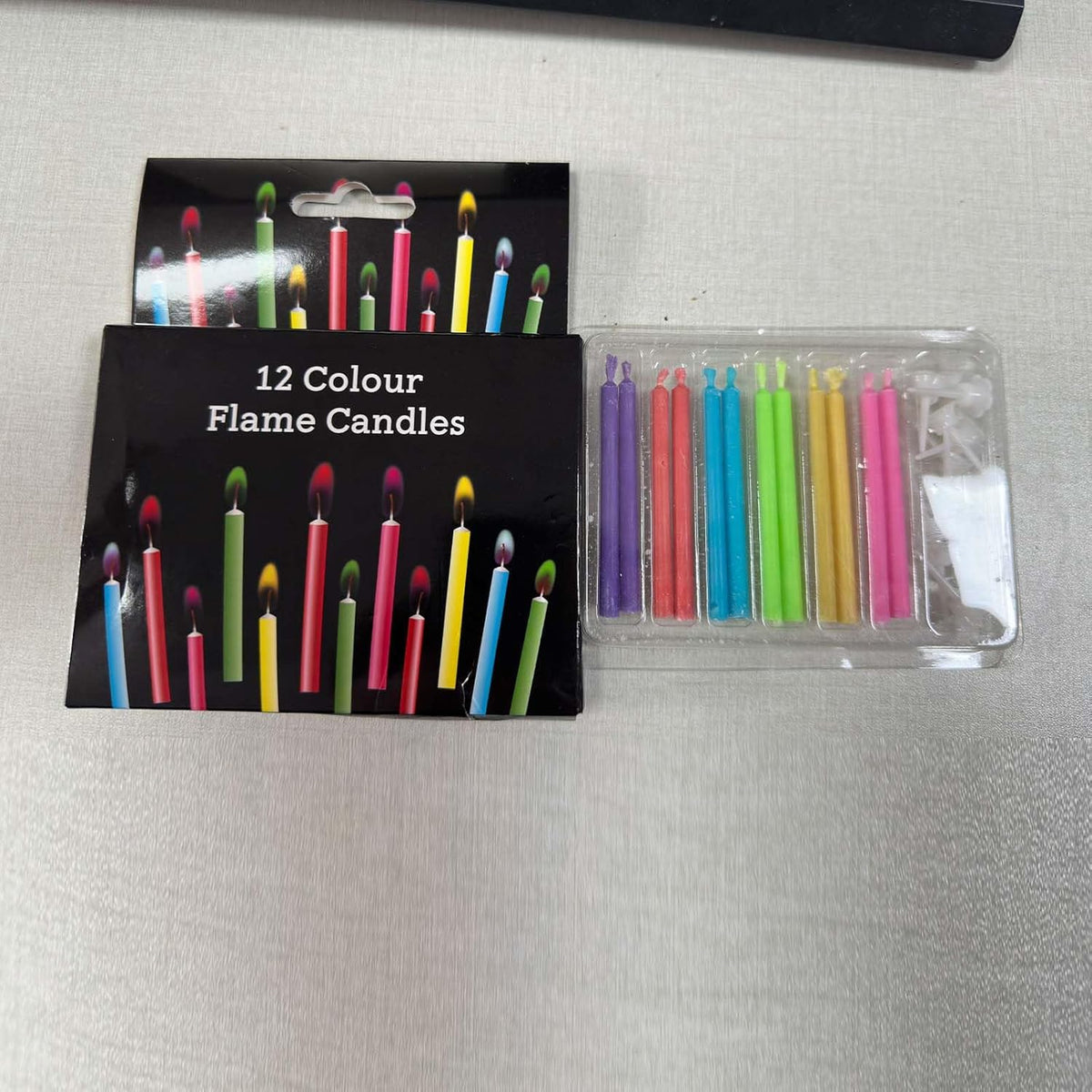 Multicolor Birthday Cake Candles with Holders - Unscented (12 Pack) for Celebrations
