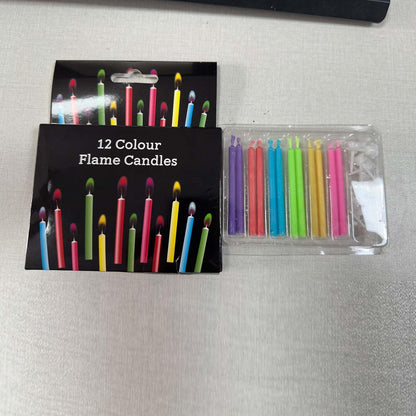 Multicolor Birthday Cake Candles with Holders - Unscented (12 Pack) for Celebrations
