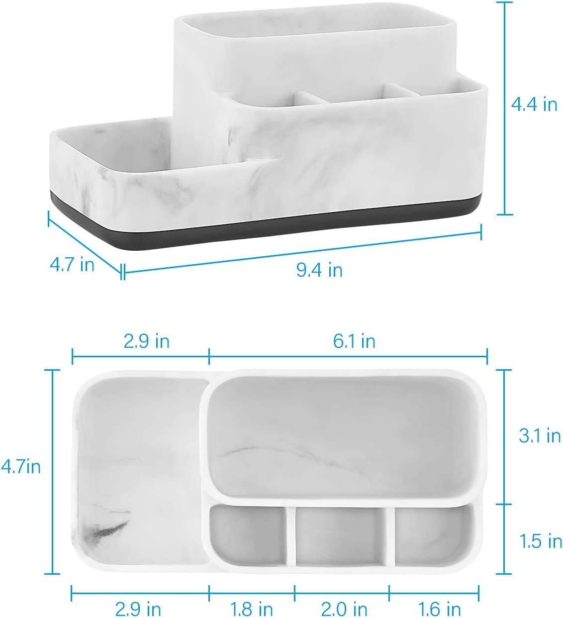 Multi-Functional Toothbrush Holder and Organizer - Elegant White Marble Countertop Storage for Makeup, Skincare, and Accessories