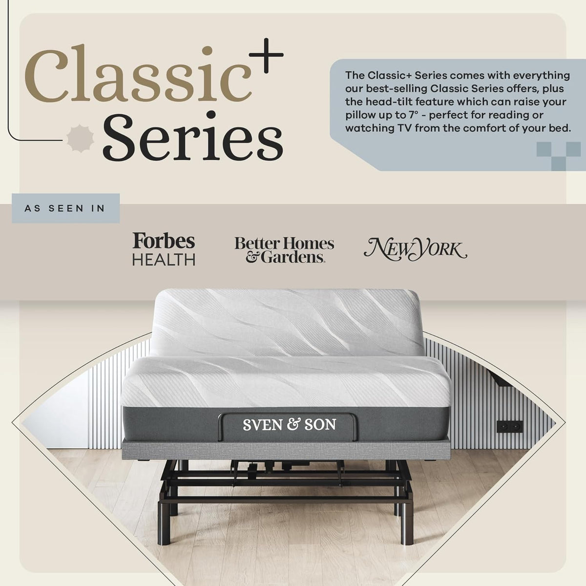 Sven & Son Harmony Adjustable Bed Base with Head and Foot Lift, Massage Function, Under-Bed Lighting, USB Ports, Gel Memory Foam, and Zero Gravity Smart Frame - Queen Size with 10-Inch Firm Memory Foam Mattress