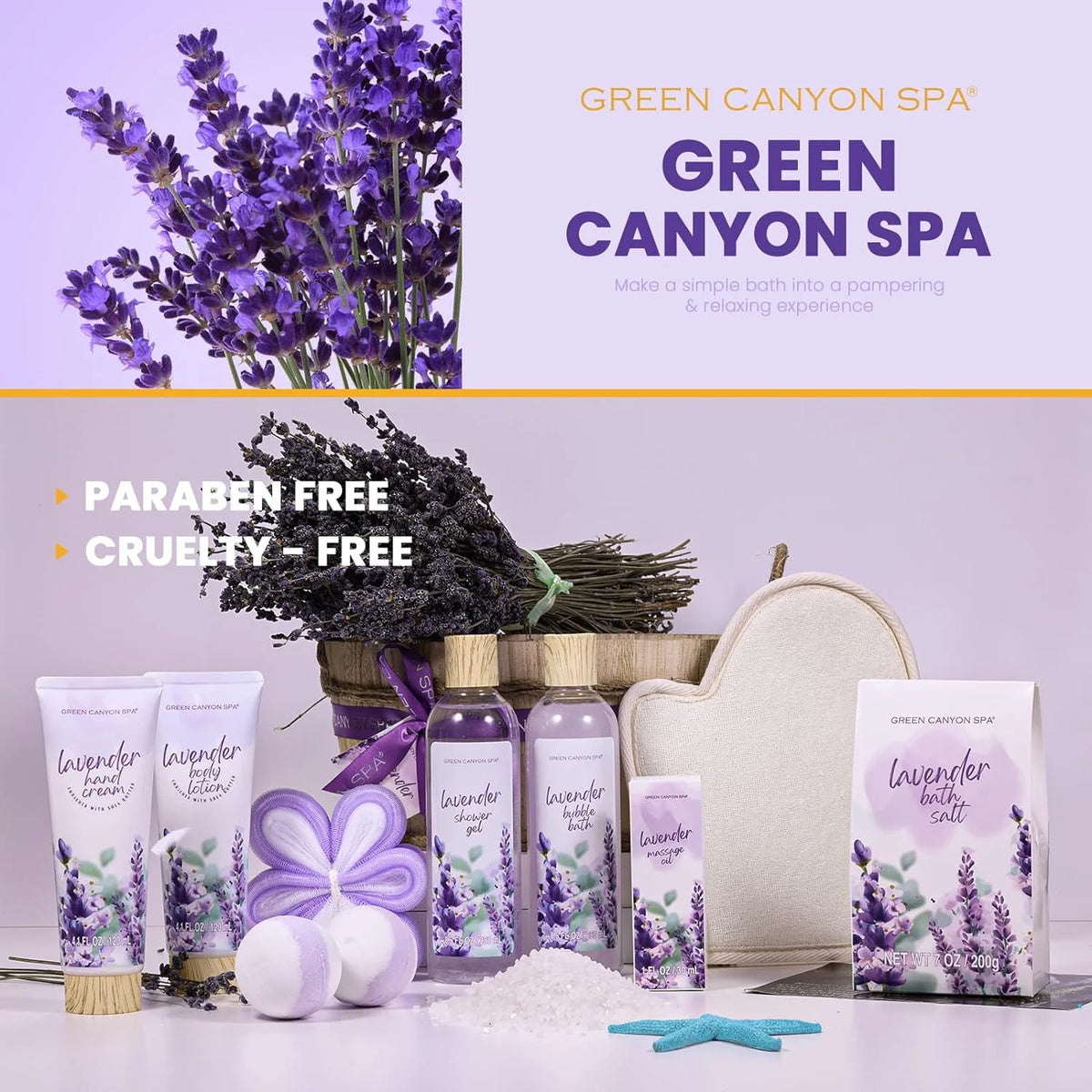 Lavender Spa Gift Set for Women, 11-Piece Luxury Bath Basket Collection - Ideal Relaxation Birthday Gift for Moms and Self-Care Enthusiasts