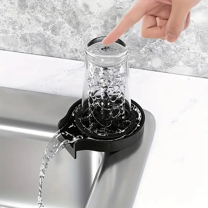 Plastic Automatic Cup Washer - High Pressure Glass Cleaner for Kitchen Sink, Ideal for Beer and Milk Tea Cups