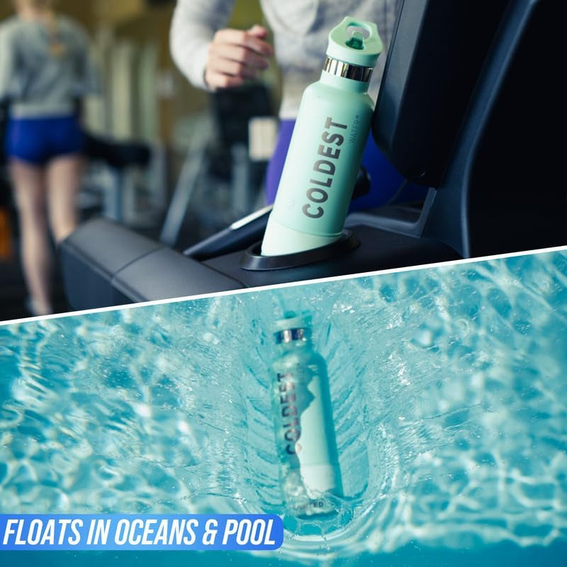 Coldest Stainless Steel Insulated Water Bottle with Straw Lid - 32 Oz Oceanic Green for Men and Women
