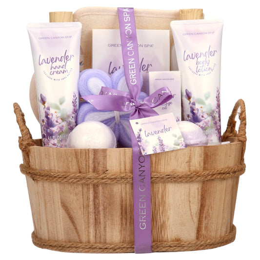 Lavender Spa Gift Set for Women, 11-Piece Luxury Bath Basket Collection - Ideal Relaxation Birthday Gift for Moms and Self-Care Enthusiasts