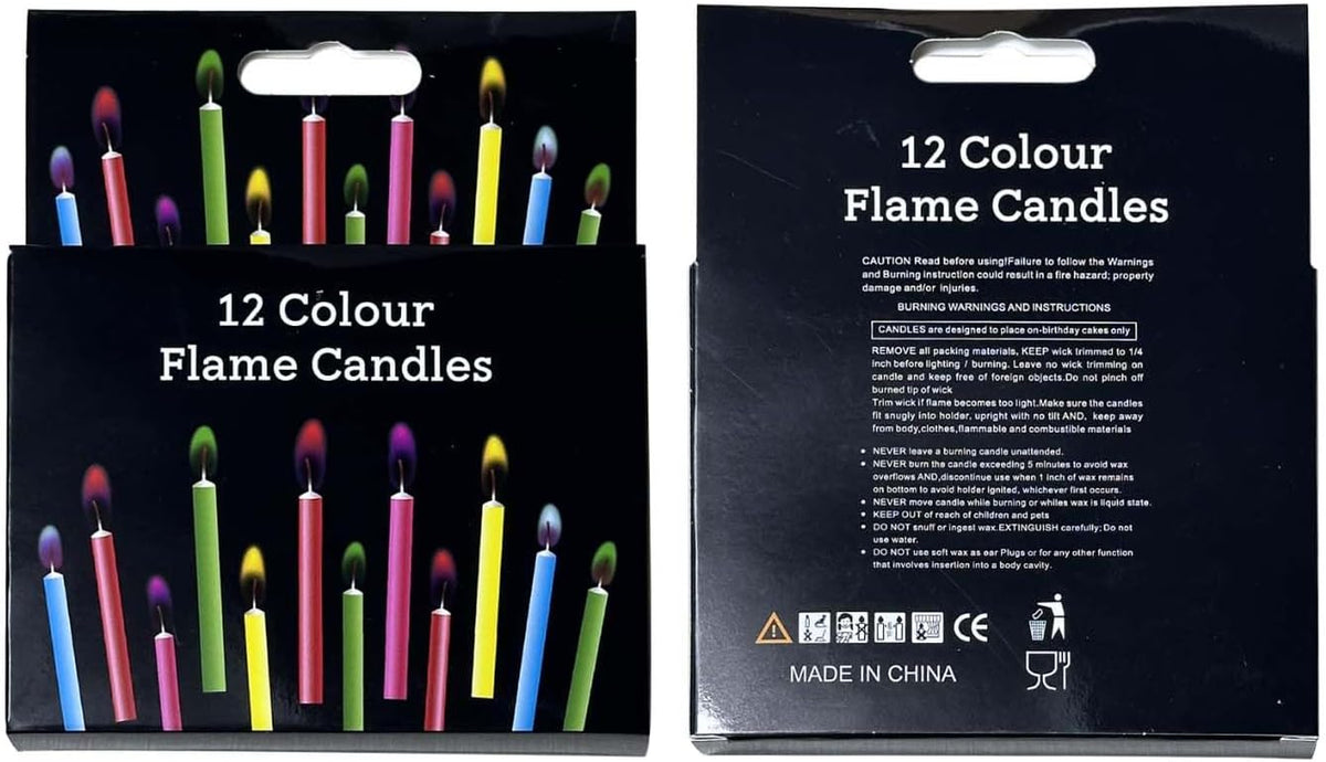 Multicolor Birthday Cake Candles with Holders - Unscented (12 Pack) for Celebrations