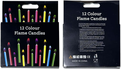 Multicolor Birthday Cake Candles with Holders - Unscented (12 Pack) for Celebrations